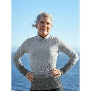 Athleta Flurry Gradient Turtleneck Black/Grey Ombre Size Large